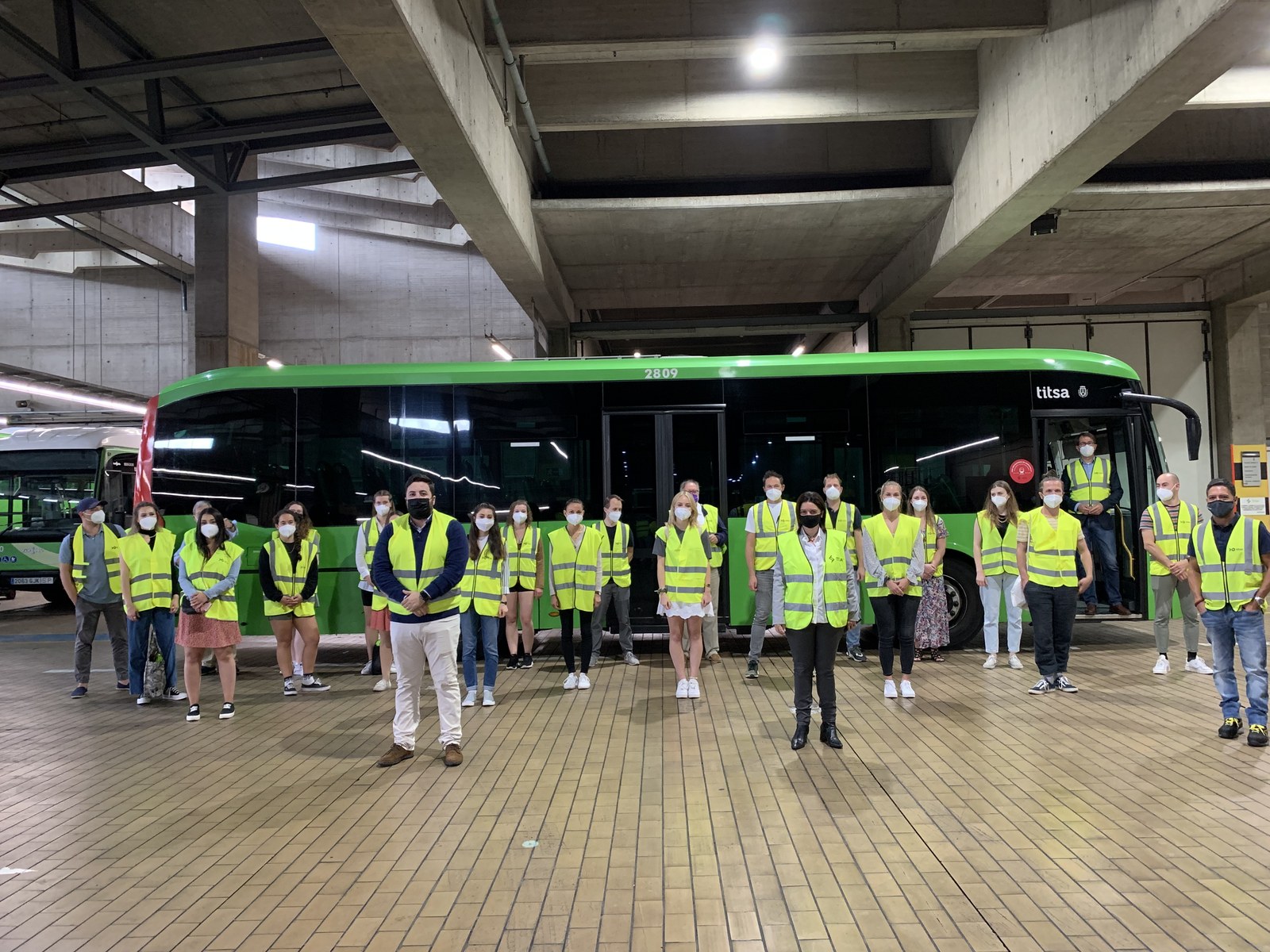CIB21 group visiting TITSA electric bus depot